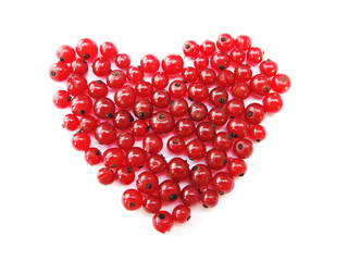 Gooseberry, currant, red on white, heart shaped