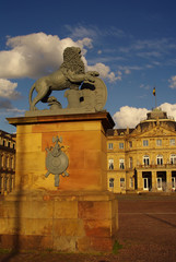 Statue of lion at New Castle in Stuttgart