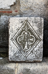 Ancient cross on the old stone, Iznik Museum.