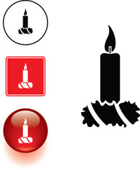 christmas candle symbol sign and button