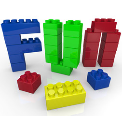 Fototapeta premium Fun Word Built with Toy Building Blocks