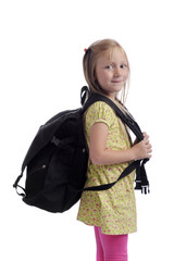 girl with heavy backpack