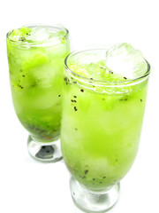 two fruit kiwi cold juice drinks