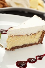 Cake with jam and mint