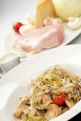 Pasta with chicken and mushrooms