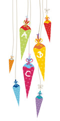 7 First Day of School Cones ABC Coloured