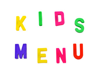 Kid's menu in magnet letters