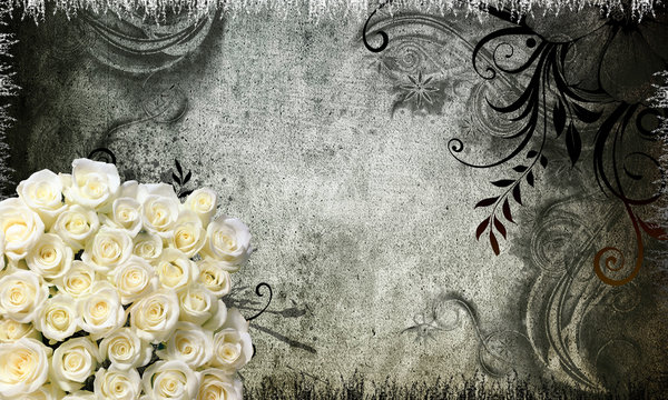 grunge card with flower