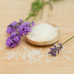Fototapeta na wymiar Lavender Bath Salt - Spa Background