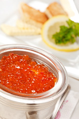 red caviar with toast