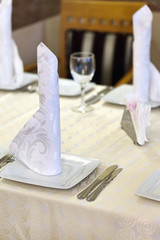 Tables set for meal