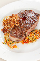 Grilled steak with  vegetables