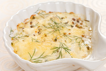 julienne with mushrooms and cheese