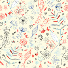 fall pattern with birds
