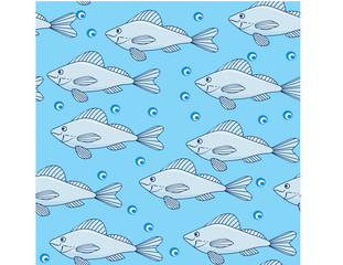 school of fish in the water,  seamless pattern.
