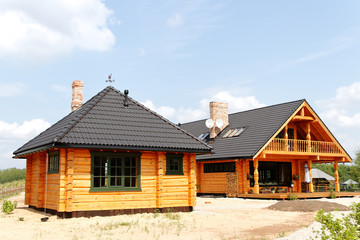 New wooden buildings.