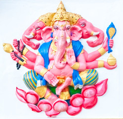 Pink ganesha sitting on lotus