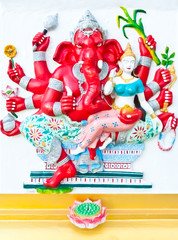 Red eight hands ganesha with angel