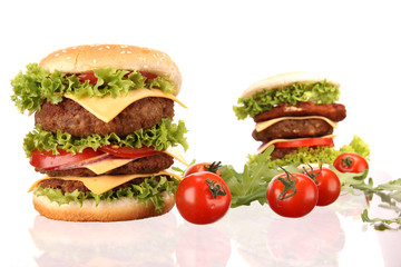 delicious hamburgers isolated on white background