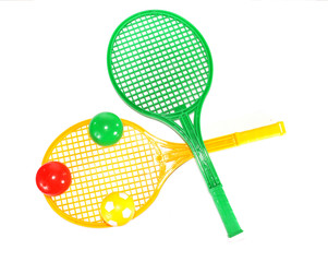 Multi-colored balls on rackets