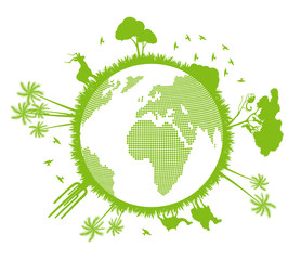 Eco plante globe vector background