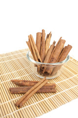 cinnamon, raw cinnamon ingredient in a cup.