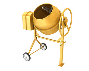 Clean new yellow concrete mixer