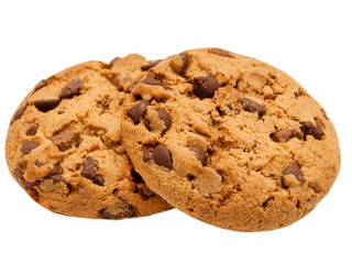 chocolate chip cookie isolated on white background
