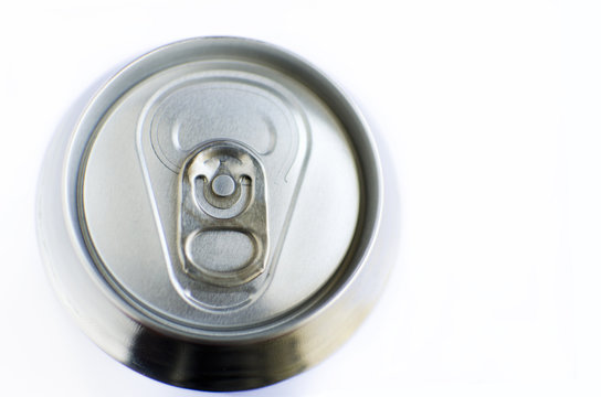 Top of a soda can on a white background