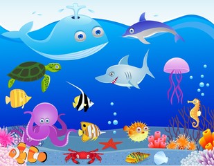 Obraz na płótnie Canvas Cartoon Sea life