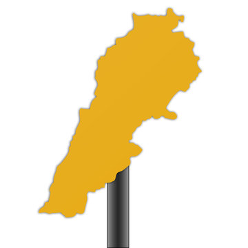 Lebanon map road sign