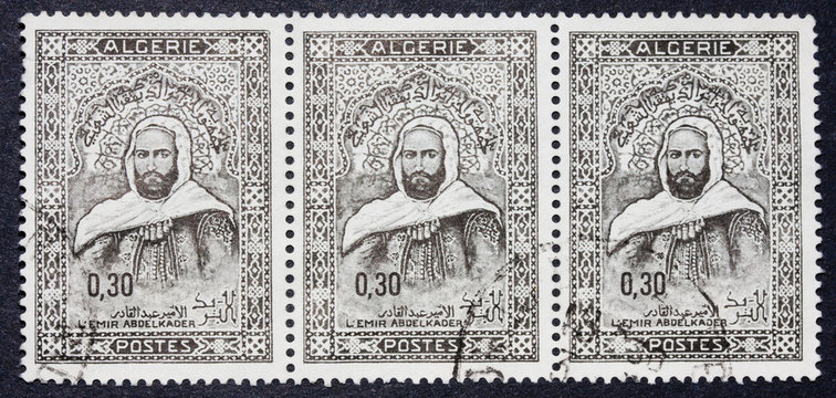 Three Algerian stamps depicting Emir Abdel Kader