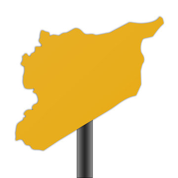 Syria map road sign