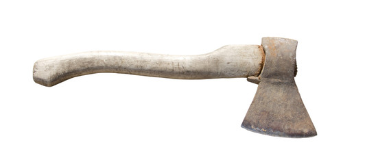 Old axe on a white background