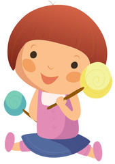 girl with a colourful lollypop