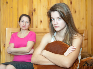 daughter and mother having quarrel