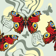 seamless background with decorative nice butterflies