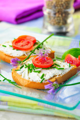 Frischkäse auf Zwieback