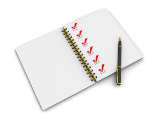 Notebook with checklist