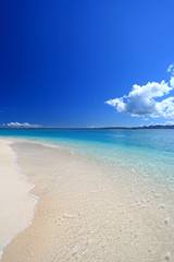 Fototapeta premium 水納島のコバルトブルーの海と夏の空