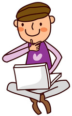 Portrait of Boy using laptop