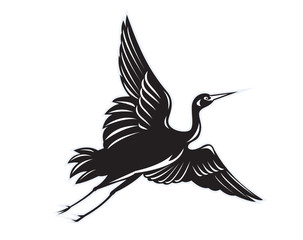 Crane flying isolated background