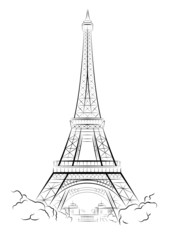 Dessin vectoriel Tour Eiffel à Paris, France