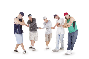 Obraz premium Group of young teenagers posing over white