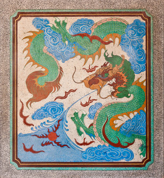 dragon painting on mable wall