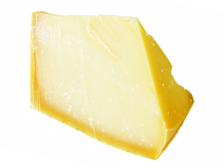 piece of  parmesan cheese on white background