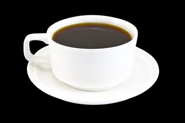 Coffee cup in white on a black background