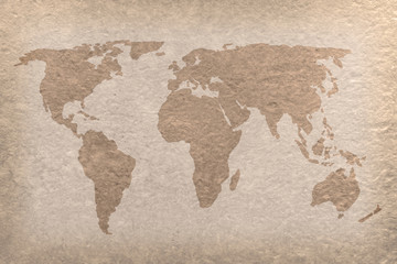 Fototapeta na wymiar Mapa świata zabytkowe rzemiosło papieru