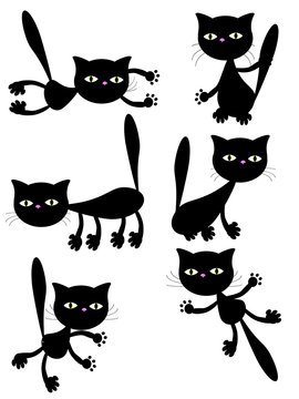 Vector black cats.