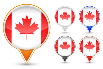 set of canada buttons isolated on white background